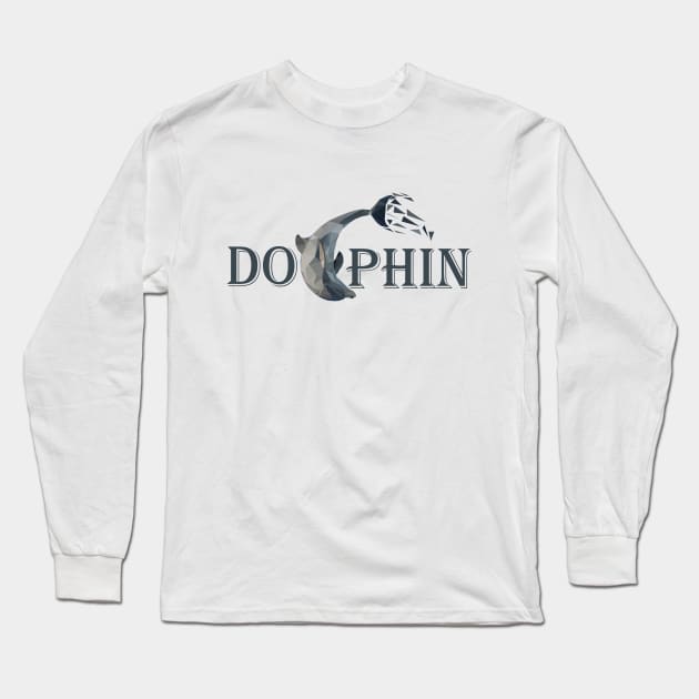 dolphin lowpoly art Long Sleeve T-Shirt by Amartwork